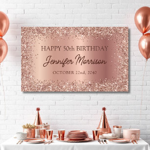 Banderoles Rose Gold Foil Parties scintillant 50e anniversair