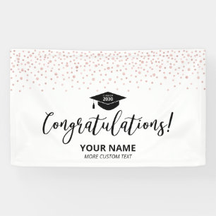 Banderoles Rose Gold Noir Confetti Félicitations Graduation