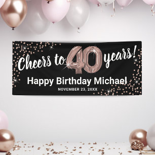 Banderoles Rose Gold Pailleté 40e Anniversaire
