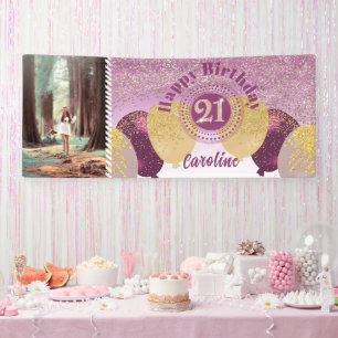 Banderoles Rose Gold Parties scintillant 21e anniversaire & b