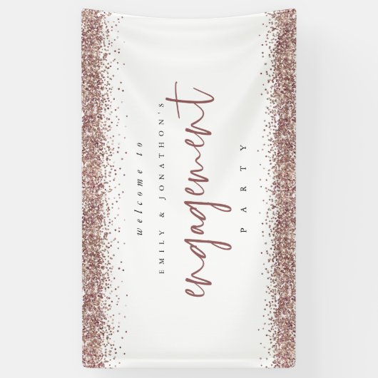 Banderoles Rose Gold Parties scintillant bordures Welcome Eng (Vertical)