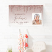 Banderoles Rose Gold Parties scintillant Drip Script Photo 80 (En situation)