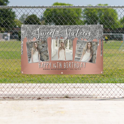 Banderoles Rose Gold Parties scintillant gouttes d'argent Pho (En situation)