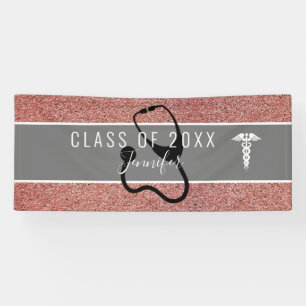 Banderoles Rose Gold Parties scintillant Infirmière Diplôme