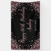 Banderoles Rose Gold Parties scintillant Noir 60e anniversair (Vertical)