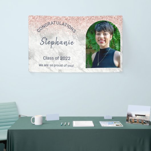 Banderoles Rose Gold Parties scintillant Photo Félicitations (Salon professionnel)