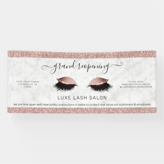 Banderoles Rose Gold Parties scintillant Salon Réouverture Sé (Horizontal)