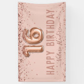 Banderoles Rose Gold Pink Joyeux 16e anniversaire (Vertical)