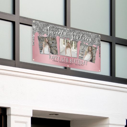 Banderoles Rose Gold Pink Parties scintillant en argent Photo (Bâtiment extérieur)