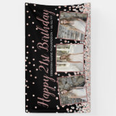 Banderoles Rose Gold Silver Photo Collage 21e anniversaire (Vertical)