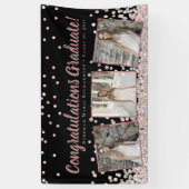 Banderoles Rose Gold Silver Photo Collage Graduation (Vertical)