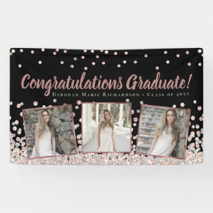Banderoles Rose Gold Silver Photo Collage Graduation