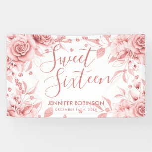 Banderoles Rose Gold Sweet 16 Parties scintillant Confetti Fl
