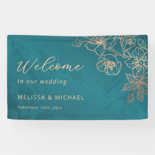 Banderoles Rose Gold Turquoise Transparent Mariage