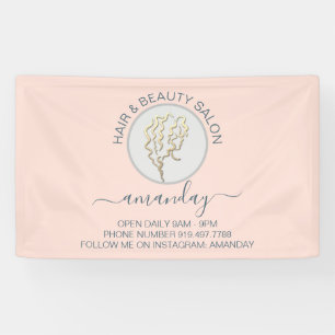 Banderoles Rose Golden Logo Coiffeur salon de beauté Studio