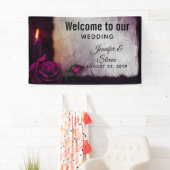 Banderoles Rose gothique, bougie et Mariage de parchemin (En situation)