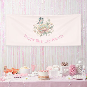 Banderoles Rose Magique et Papillon Couleurs Pastel pour Anni