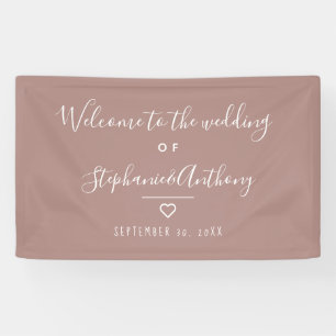 Banderoles Rose minimaliste moderne Dusty Mariage de coeur