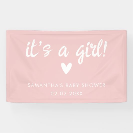 Banderoles Rose moderne c'est un Baby shower fille (Horizontal)