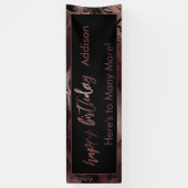 Banderoles Rose moderne Gold & Black Marbled Joyeux Anniversa (Vertical)
