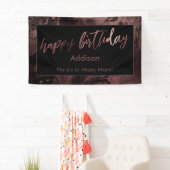 Banderoles Rose moderne Gold & Black Marbled Joyeux Anniversa (En situation)