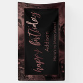 Banderoles Rose moderne Gold & Black Marbled Joyeux Anniversa (Vertical)