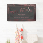 Banderoles Rose moderne Gold & Gris Marbré Joyeux Anniversair (En situation)