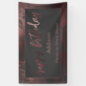 Banderoles Rose moderne Gold & Gris Marbré Joyeux Anniversair (Vertical)