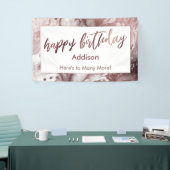 Banderoles Rose moderne Gold Marbré blanc Joyeux anniversaire (Salon professionnel)