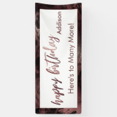 Banderoles Rose moderne Gold & Marbre noir Joyeux anniversair (Vertical)