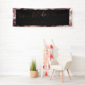 Banderoles Rose moderne Gold Noir Marbre blanc Joyeux anniver (En situation)