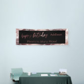 Banderoles Rose moderne Gold Noir Marbre blanc Joyeux anniver (Salon professionnel)