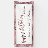 Banderoles Rose moderne Gold Pastel Marbre rose Joyeux Annive (Vertical)