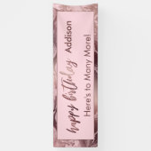 Banderoles Rose moderne Gold Pastel Marbre rose Joyeux Annive (Vertical)