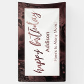 Banderoles Rose moderne or marbré noir Joyeux anniversaire (Vertical)