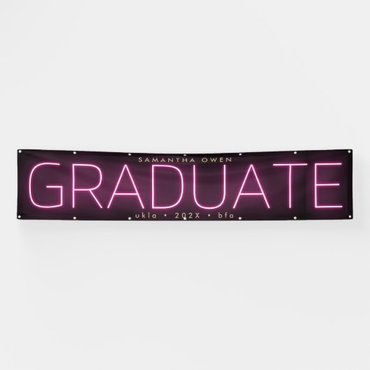 Banderoles ROSE Noire Énorme NEON Moderne Faire-part Grad (Horizontal)