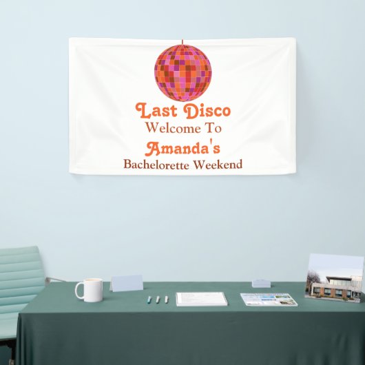 Banderoles Rose Orange Groovy Dernière disco Enterrement de v (Salon professionnel)