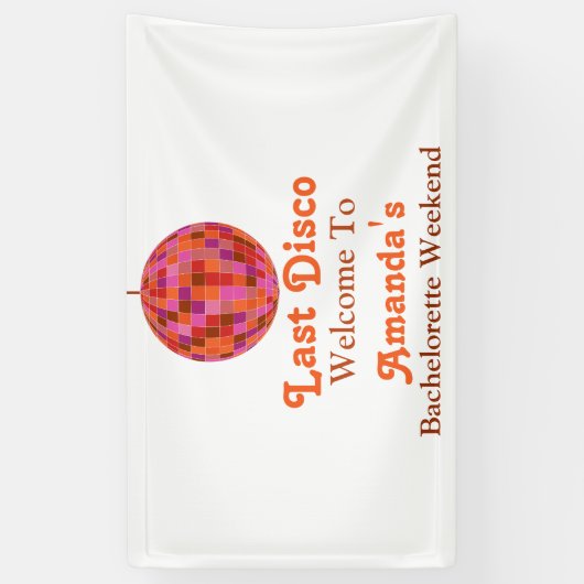 Banderoles Rose Orange Groovy Dernière disco Enterrement de v (Vertical)