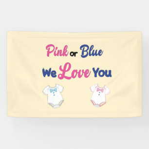 Banderoles Rose ou Bleu Nous vous aimons Bébé Genre Révélatio