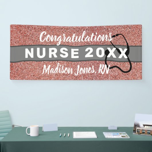 Banderoles Rose Parties scintillant d'or Infirmière Classe de (Salon professionnel)