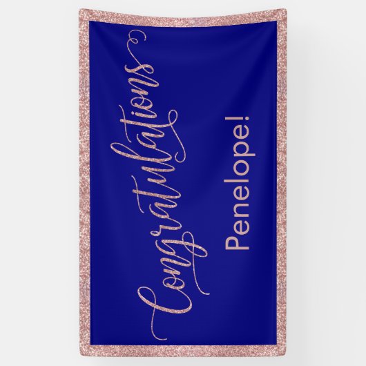 Banderoles Rose Parties scintillant or Félicitations Typograp (Vertical)