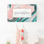 Banderoles Rose Parties scintillant or rose Turquoise marbre (En situation)