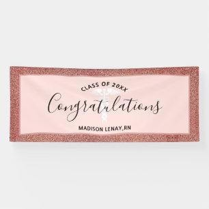 Banderoles Rose personnalisé Parties scintillant d'or infirm
