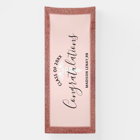 Banderoles Rose personnalisé Parties scintillant d'or infirmi (Verticale)