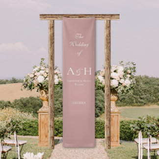 Banderoles Rose Pink Fabric Wedding Welcome Banner