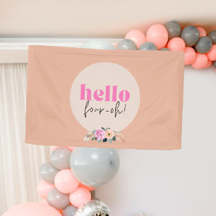 Banderoles Rose poussiéreuse florale "bonjour quarante" rétro
