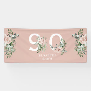 Banderoles Rose rose Elégante 90ème Blush Anniversaire