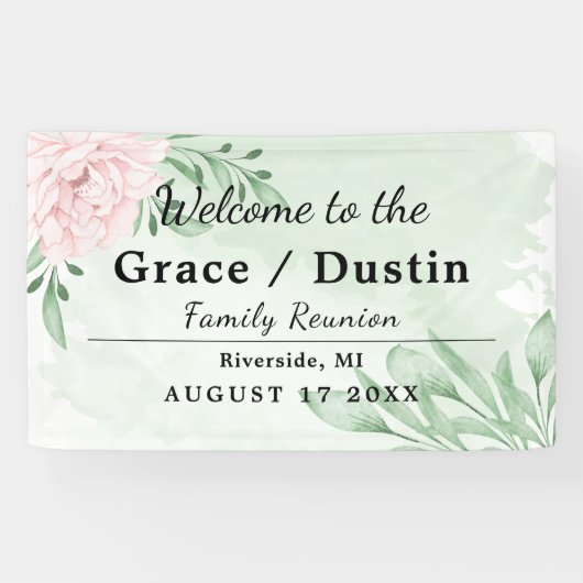 Banderoles Rose rose Eucalyptus Feuillage Famille Réunion (Horizontal)