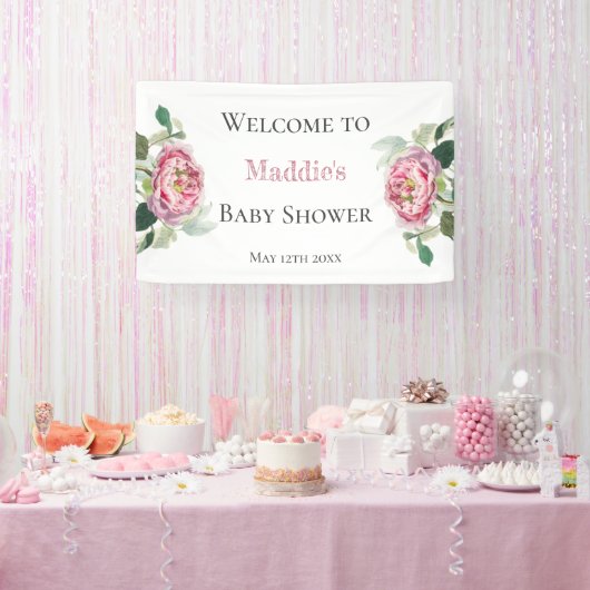 Banderoles Rose rose rose | Accueil Baby shower (Fête)