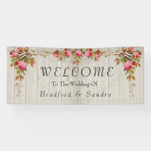 Banderoles Rose Rustique Mariage gris Grange Grange Bois Bann